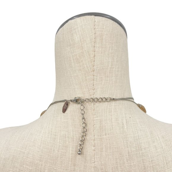 Clear and Brown Plastic and Metal Three Tier Beaded Necklace Y2K Signed NY - Picture 4 of 5